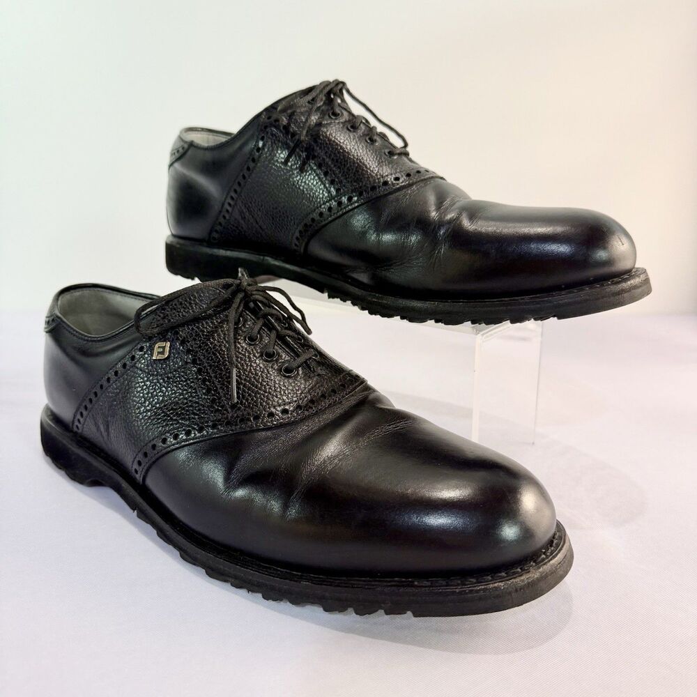 FootJoy Premier Classics Dry Mens Golf Shoes Black Leather Spikeless Oxfords 12D